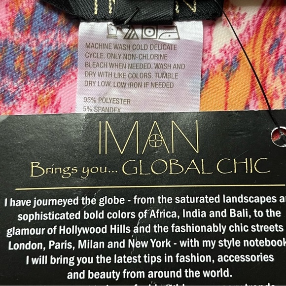 IMAN Cape Shawl Swim Coverup Jacket Blouse Red Pink Paisley Floral NWT - Picture 5 of 5